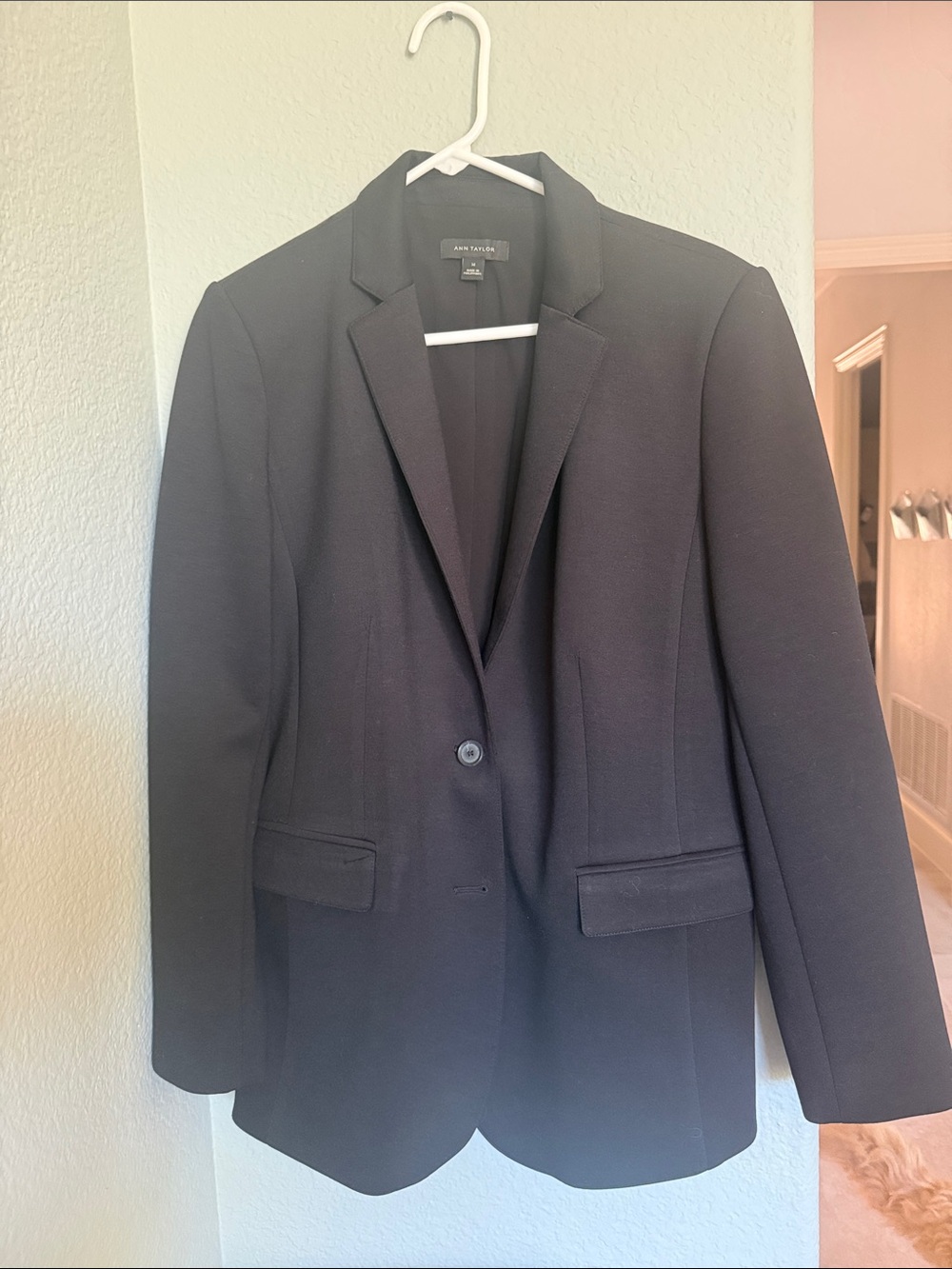 Ann Taylor Black Single-Button Classic Blazer